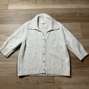 DISSH Lara Cream Button-Front Collared Knit Sweater Size Medium